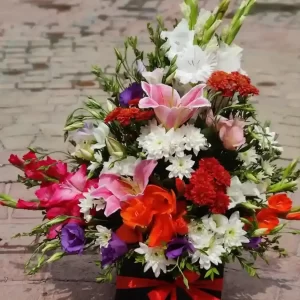 Elegant Mixed Flower Basket Arrangement